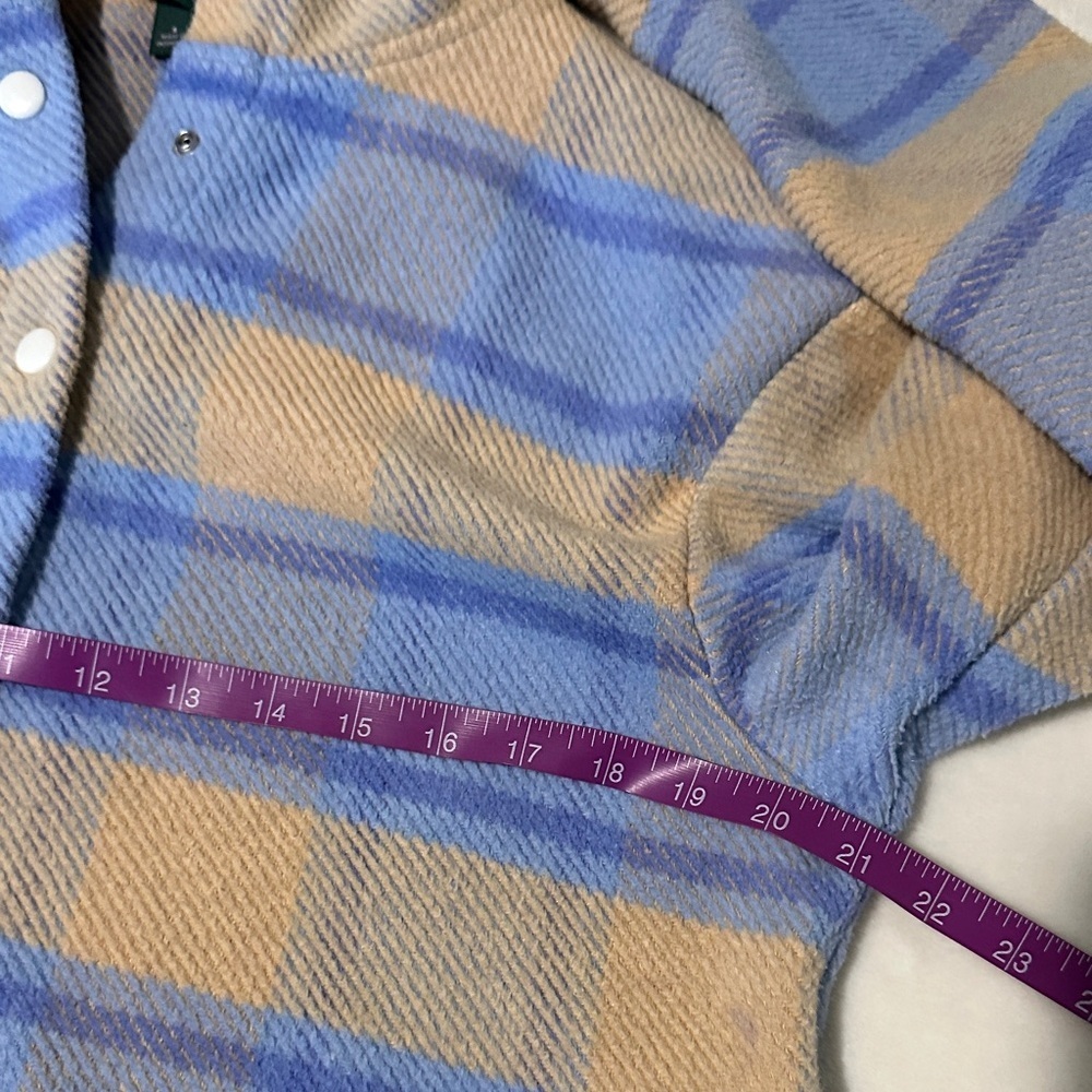 Blue and Tan Plaid Wild Fable Hooded Shacket - Picture 7 of 8
